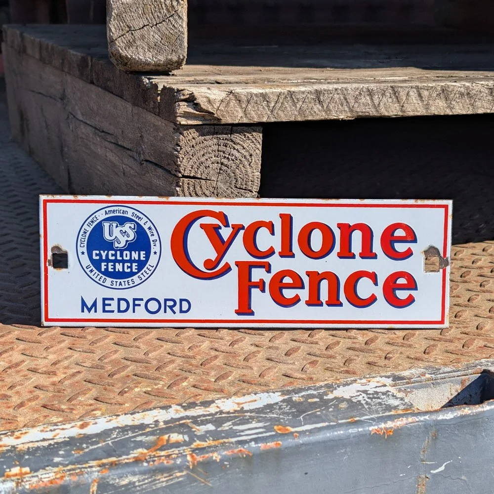 Cyclone Fence Sign — Aurora Mills